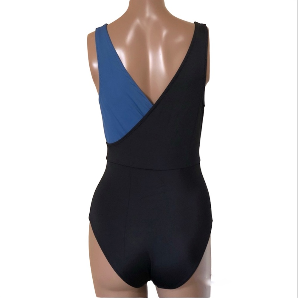 Solid and Striped Ballerina V Plunge Colorblock Swimsuit New! - Picture 4 of 4